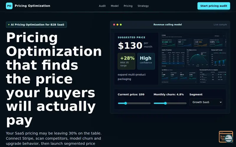 Screenshot of Pricing Optimization