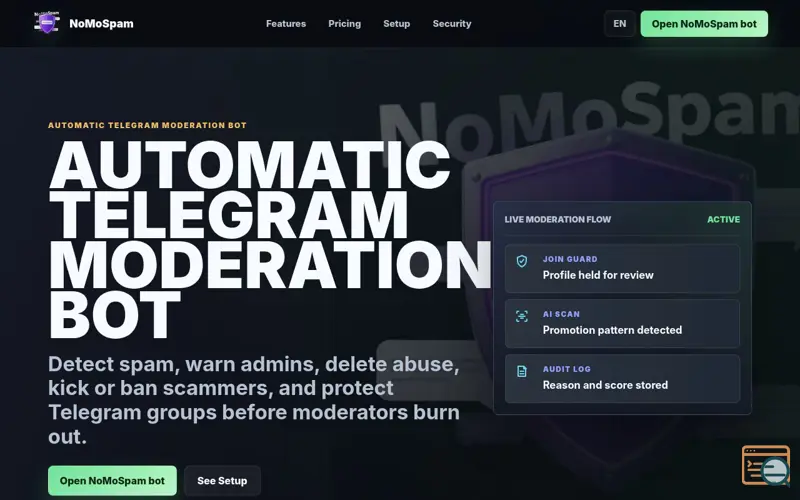 Screenshot of NoMoSpam