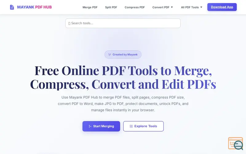 Screenshot of Mayank PDF Hub, a launch using Google Fonts