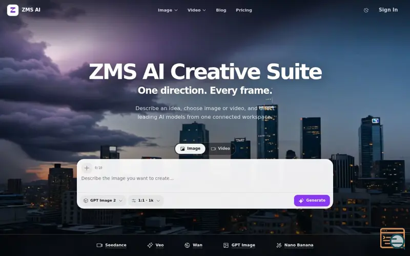 Screenshot of ZMS AI Creative Platform