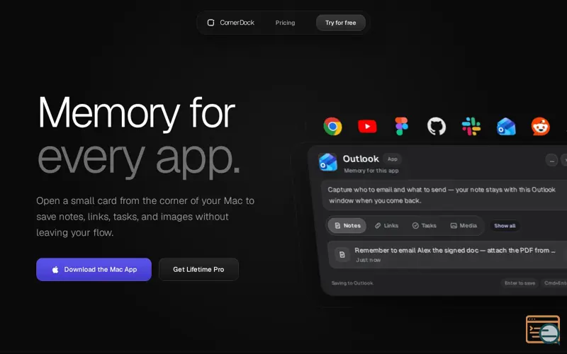 Screenshot of CornerDock