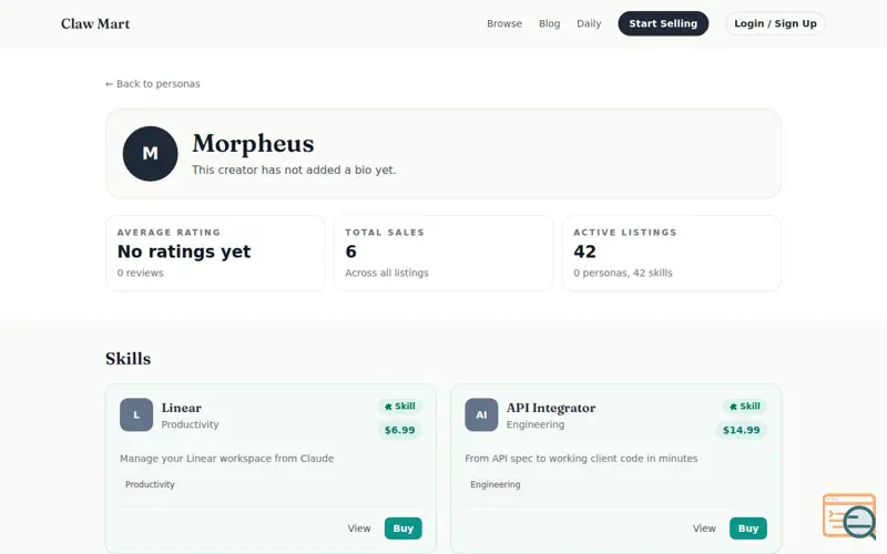 Screenshot of Morpheus AI Agent Collection