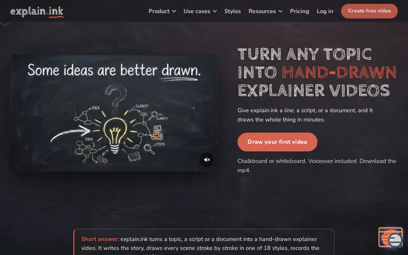 Screenshot of explain.ink