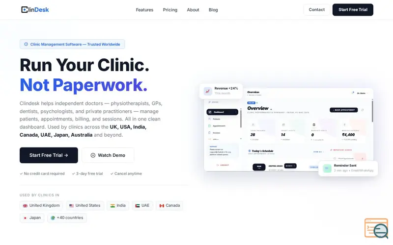 Screenshot of Clindesk