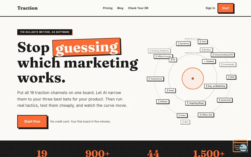 Screenshot of Traction, a launch using Wired Business