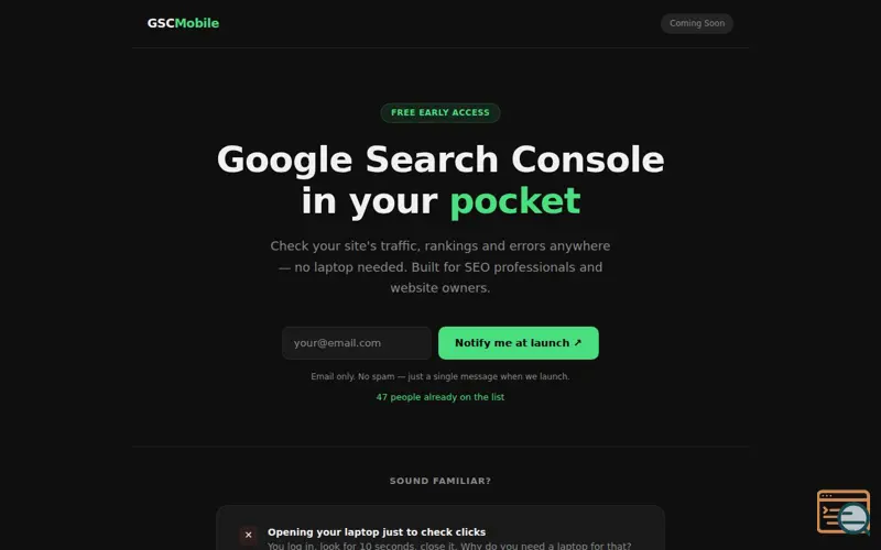 Screenshot of GSC Mobile Google SearchConsole on Phone