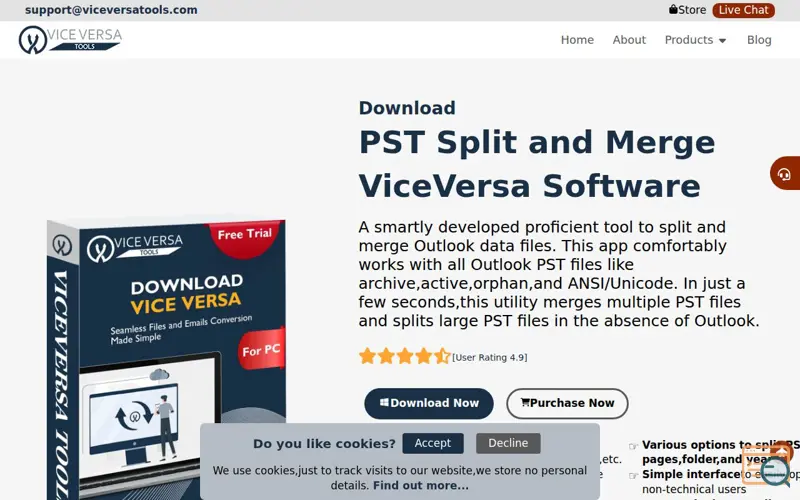 Screenshot of ViceVersa PST Split and Merge Software