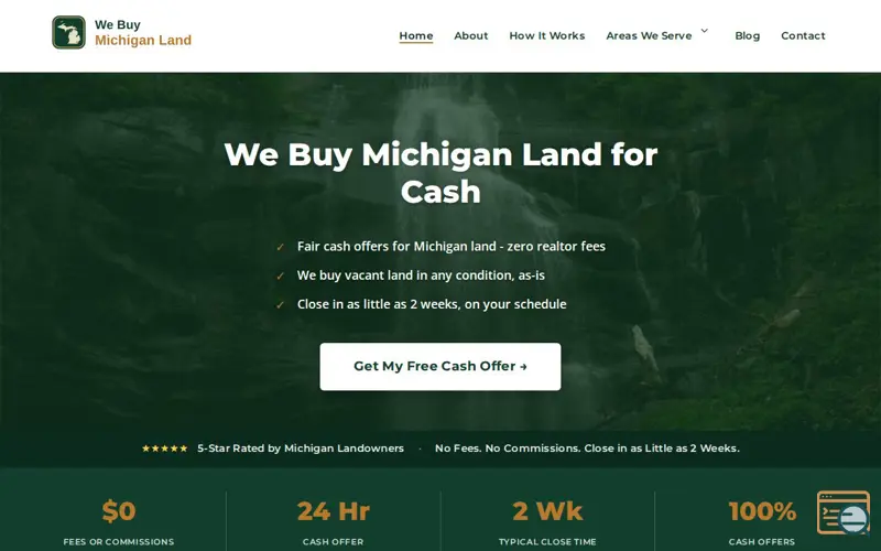 Screenshot of We Buy Michigan Land