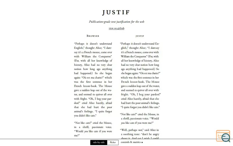 Screenshot of Justif