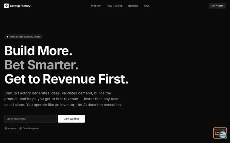 Screenshot of Startup Factory