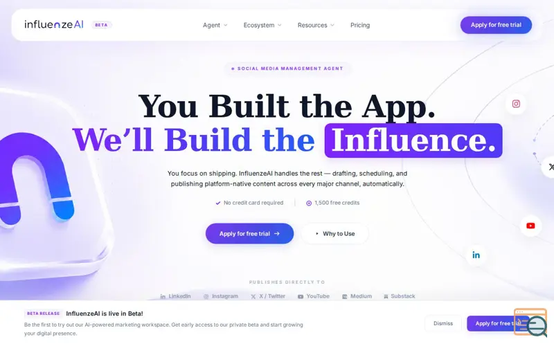 Screenshot of InfluenzeAI