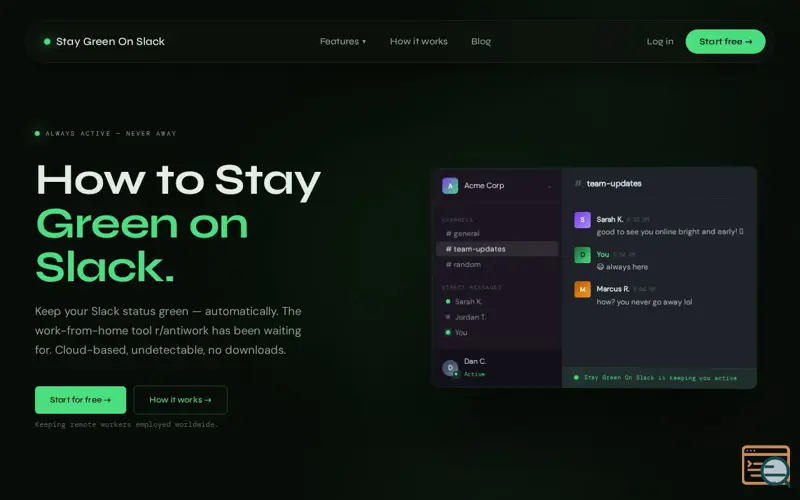 Screenshot of Stay Green On Slack