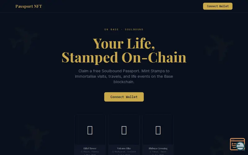 Screenshot of Passport NFT, a launch using IPFS