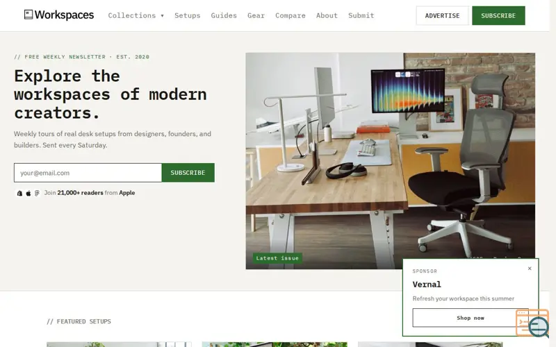 Screenshot of Workspaces