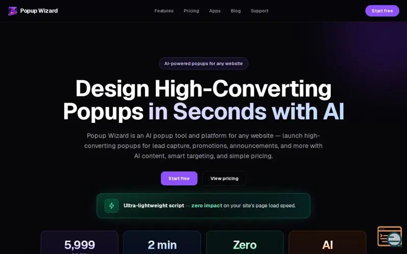 Screenshot of Popup Wizard