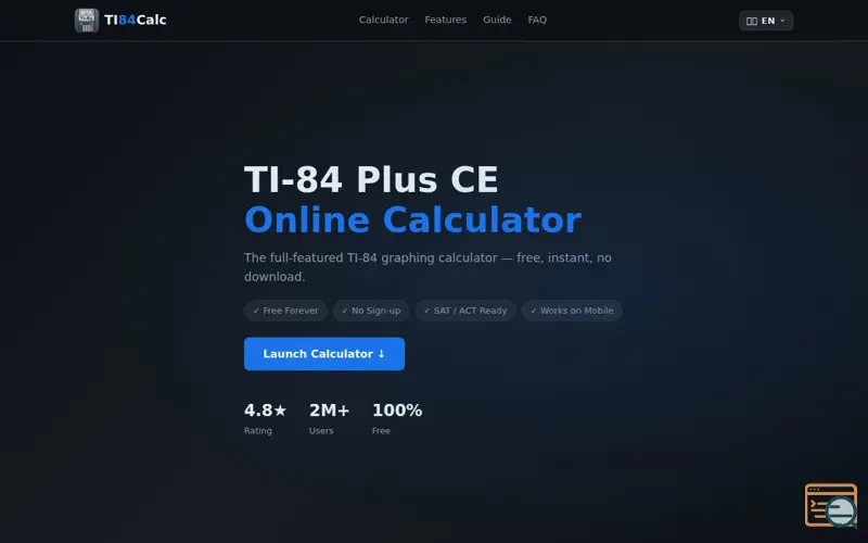 Screenshot of TI 84 calculator