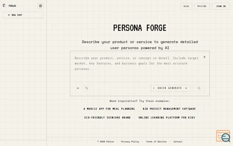 Screenshot of Pehloo PersonaForge