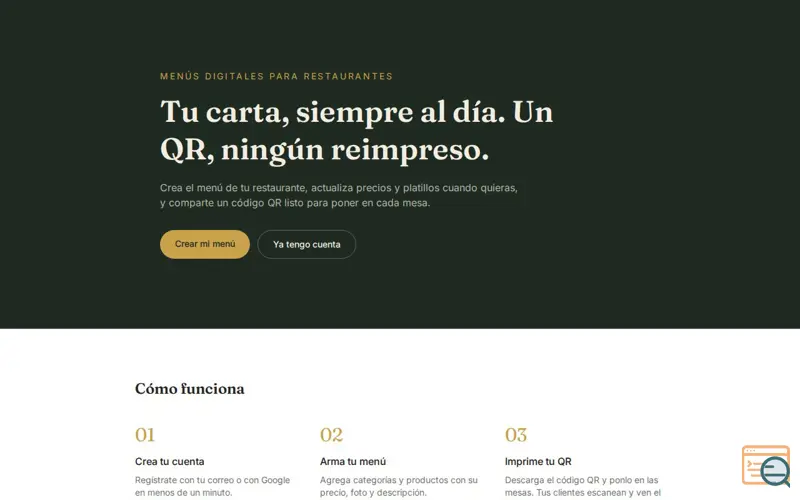 Screenshot of Menú digital para restaurantes