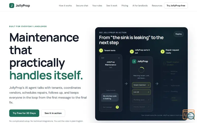 Screenshot of JollyProp | AI Operations for Property Management