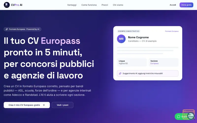 Screenshot of CVPro.life