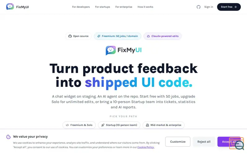 Screenshot of FixMyUI