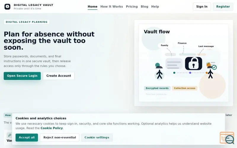 Screenshot of Digital Legacy Vault