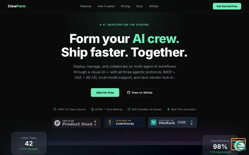 Screenshot of CrewForm