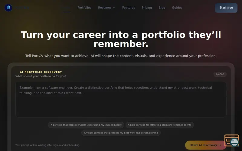 Screenshot of PortCV
