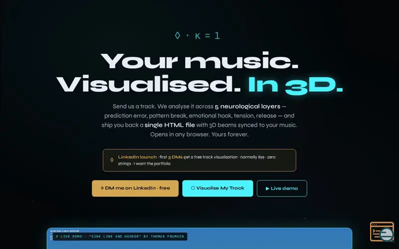 Screenshot of AudioFabric Your music Visualised. In 3D