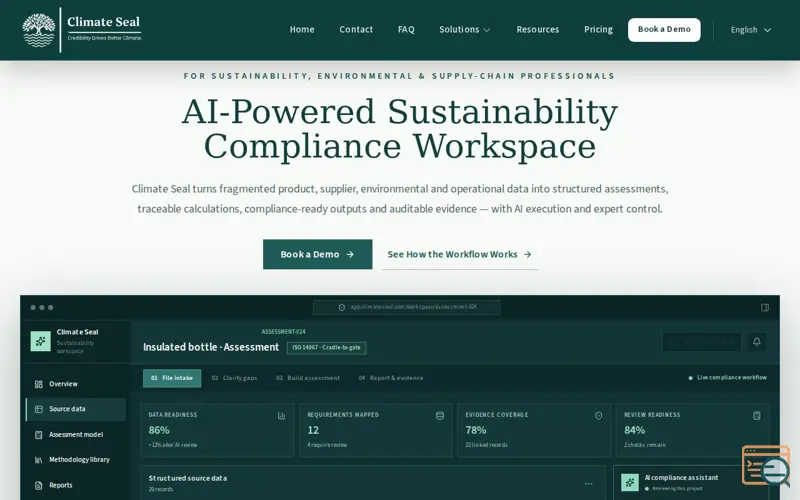 Screenshot of Climate Seal