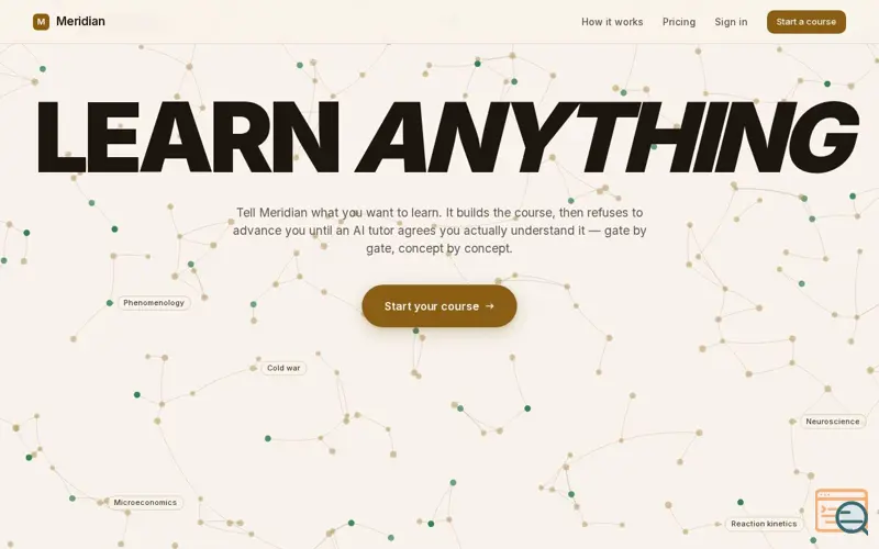 Screenshot of Meridian Learn