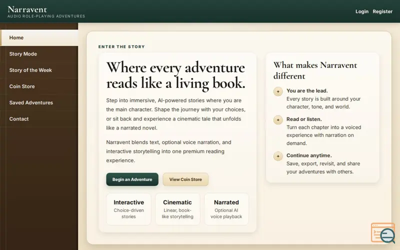 Screenshot of Narravent