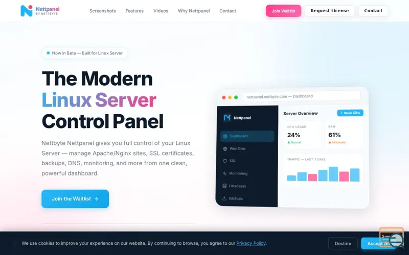 Screenshot of Nettpanel — Linux Server Management