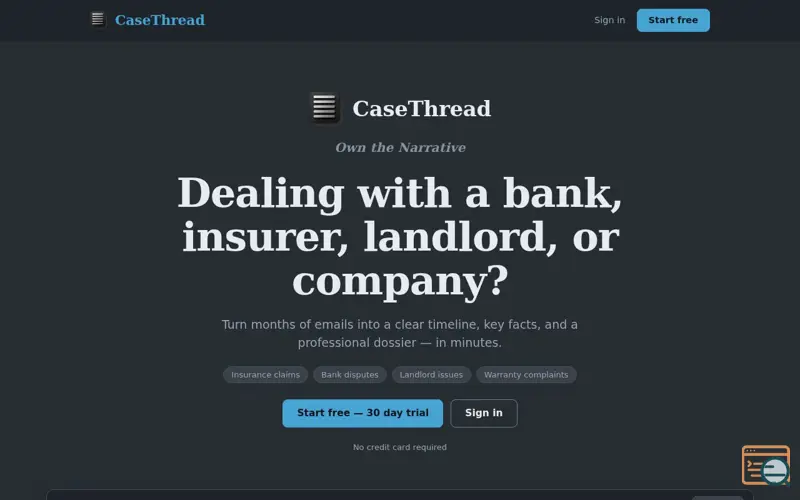 Screenshot of CaseThread