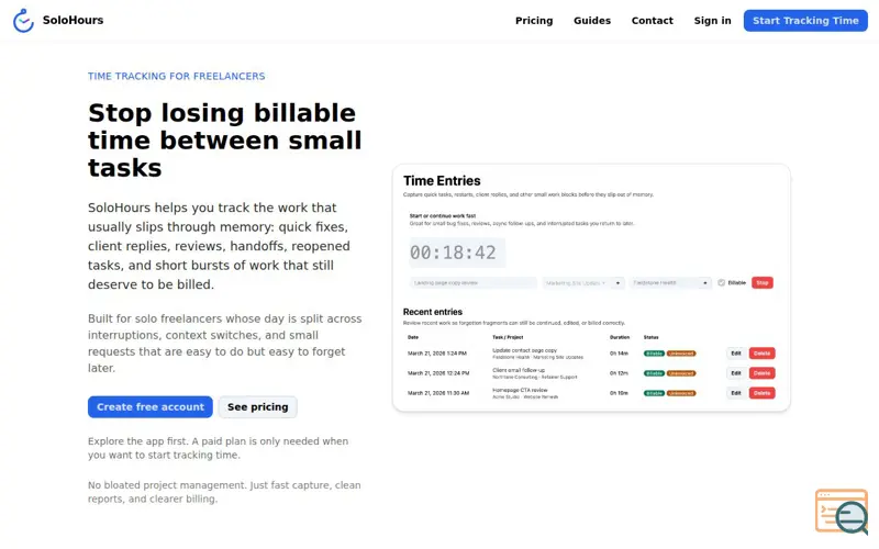 Screenshot of SoloHours