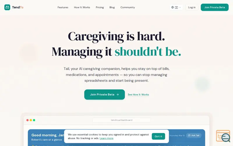 Screenshot of TendTo.ai