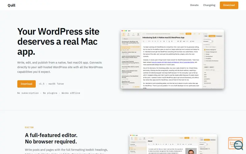 Screenshot of Quill — Native WordPress App for macOS