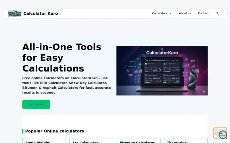 Screenshot of CalculatorKaro