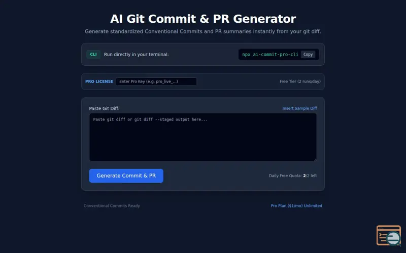 Screenshot of AI Commit Pro