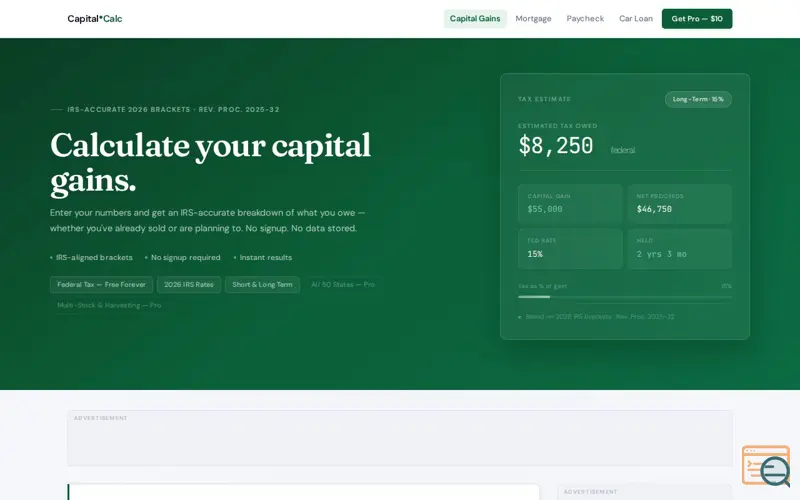 Screenshot of CapitalCalc