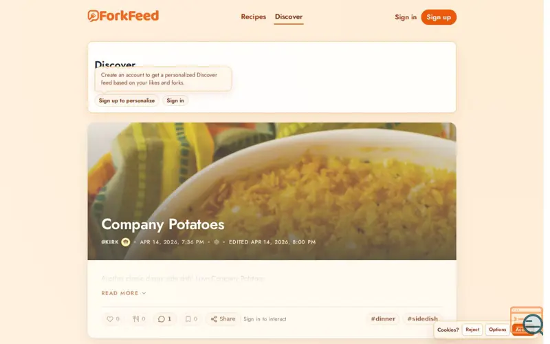 Screenshot of ForkFeed