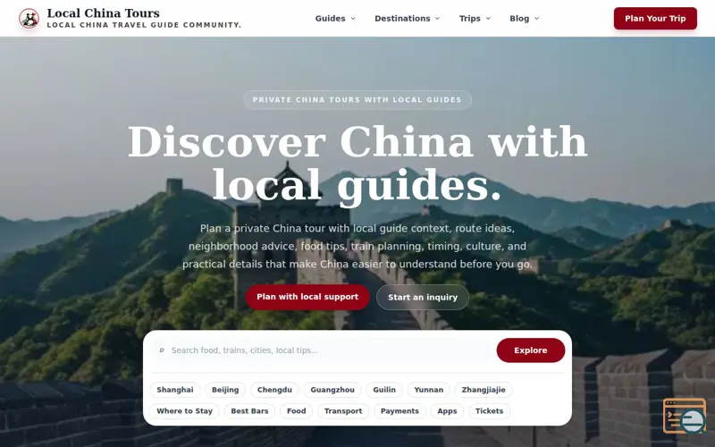 Screenshot of Local China Tours