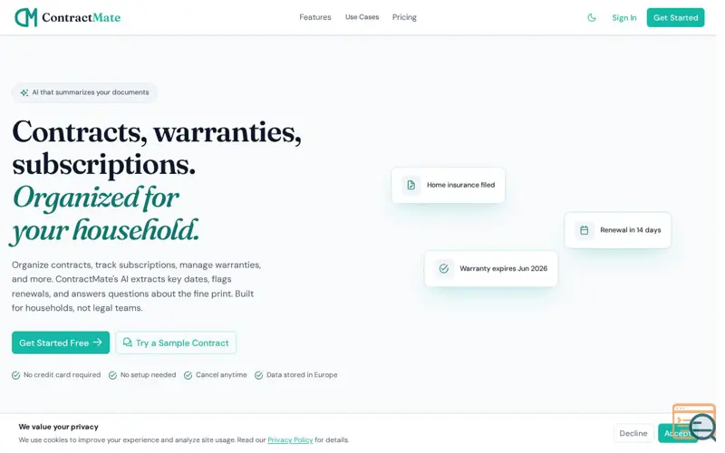 Screenshot of ContractMate