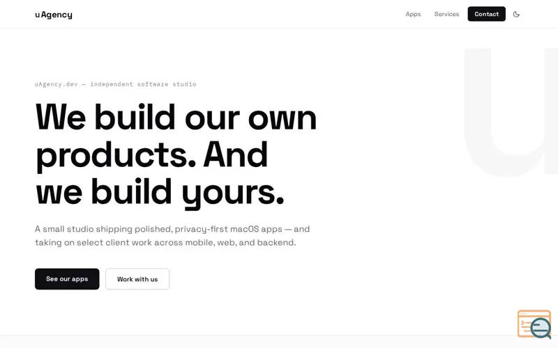 Screenshot of uAgency — independent software studio