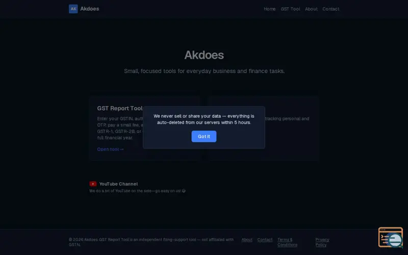 Screenshot of GST report tool by Akdoes
