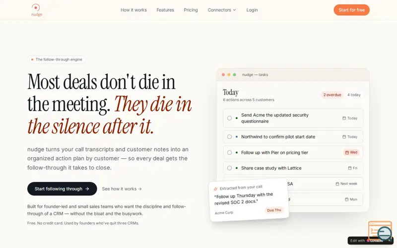 Screenshot of nudge