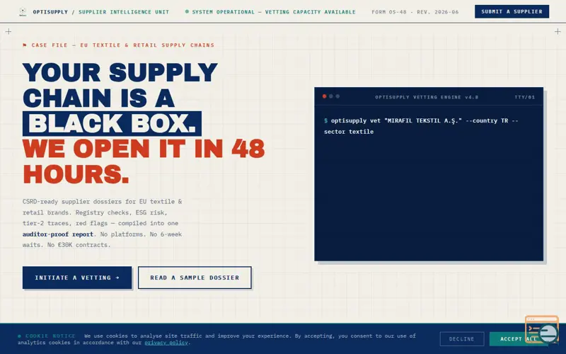 Screenshot of OptiSupply