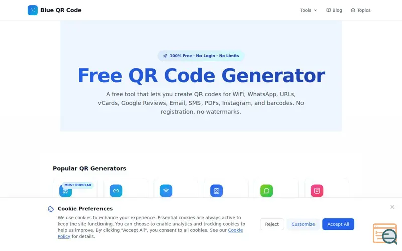 Screenshot of Blue QR Code