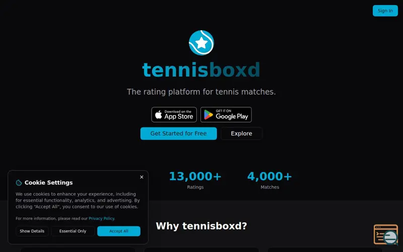 Screenshot of tennisboxd