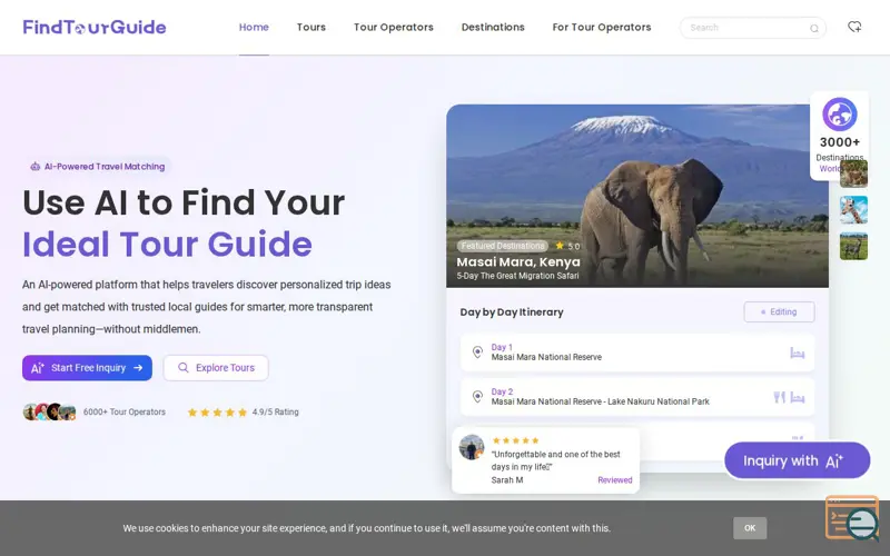 Screenshot of FindTourGuide